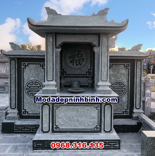 lăng mộ đá đẹp chất liệu xanh rêu tại nghĩa trang Hà Khẩu Thái Nguyên