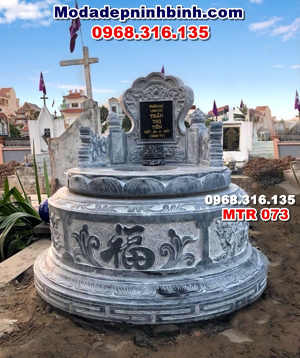 mộ tròn đá xanh nguyên khối mtr 073